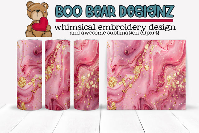 Pink and Gold Sublimation tumbler wrap Sublimation Boo Bear Designz 