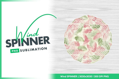 Pink And Green Feathers Round Png Wind Spinner Sublimation Regulrcrative 