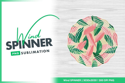 Pink And Green Feathers Wind Spinner Round Png Sublimation Regulrcrative 