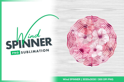 Pink and White Floral Pattern Illustration with Wind Spinner Round Png Sublimation Regulrcrative 