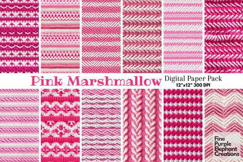 Pink and White Knit Fabric Texture Sublimation Digital Pattern Fine Purple Elephant Creations 