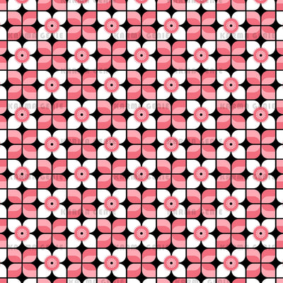 Pink And White Retro Modern Abstract Flowers Pattern Digital Paper Digital Pattern Karma Genie Graphics 
