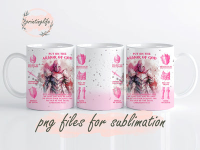 Pink Armor of God Mug Wrap Design, Instant Digital Design Download Mug Wrap Design, Mug Design PNG Sublimation PrintingLife 