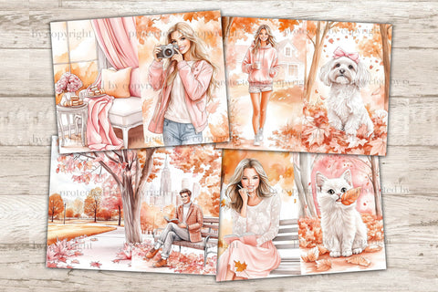 Pink Autumn Junk Journal Pages | Fall Junk Journal Paper SVG GlamArtZhanna 