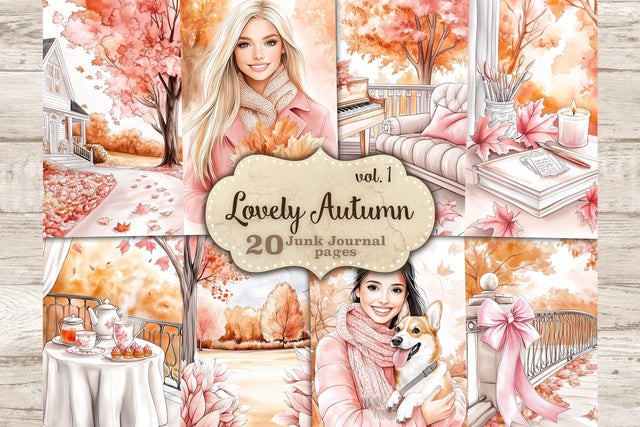 Pink Autumn Junk Journal Pages | Fall Junk Journal Paper SVG GlamArtZhanna 