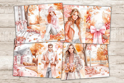 Pink Autumn Junk Journal Pages | Fall Junk Journal Paper SVG GlamArtZhanna 