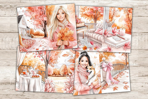 Pink Autumn Junk Journal Pages | Fall Junk Journal Paper SVG GlamArtZhanna 