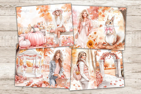 Pink Autumn Junk Journal Pages | Fall Junk Journal Paper SVG GlamArtZhanna 