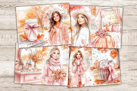 Pink Autumn Junk Journal Pages | Fall Junk Journal Paper SVG GlamArtZhanna 