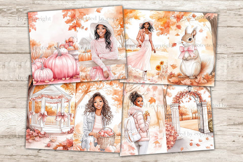 Pink Autumn Junk Journal Paper | Pumpkin Junk Journal Pages SVG GlamArtZhanna 