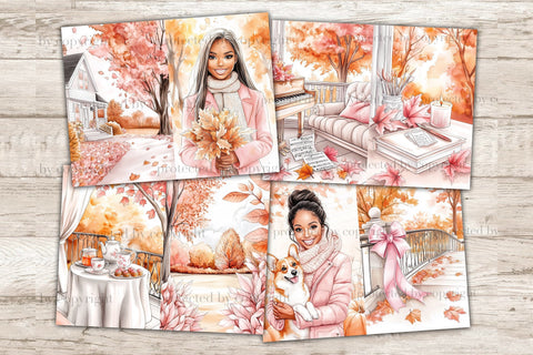 Pink Autumn Junk Journal Paper | Pumpkin Junk Journal Pages SVG GlamArtZhanna 