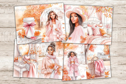 Pink Autumn Junk Journal Paper | Pumpkin Junk Journal Pages SVG GlamArtZhanna 