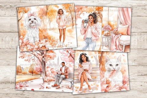 Pink Autumn Junk Journal Paper | Pumpkin Junk Journal Pages SVG GlamArtZhanna 