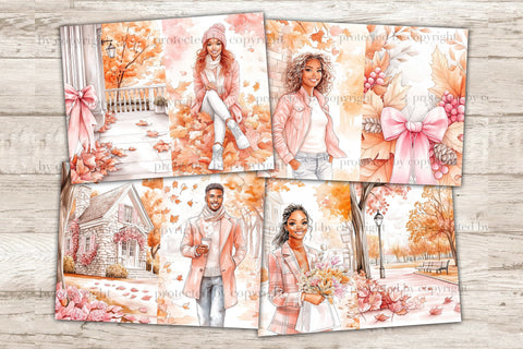 Pink Autumn Junk Journal Paper | Pumpkin Junk Journal Pages SVG GlamArtZhanna 