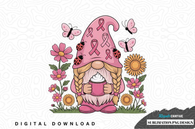 Pink awareness ribbon gnome sublimation png design Sublimation Regulrcrative 