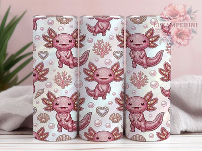 Pink Axolotl Rhinestone 20oz Tumbler, Pink Axolotl, Axolotl Rhinestone, Rhinestone Tumbler, Axolotl Tumbler, 20oz Tumbler, Cute Axolotl, Tumbler Wrap Sublimation Li Zamperini 