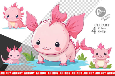 Pink Axolotl Valentine Clipart Sublimation artnoy 