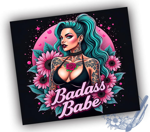 Pink Badass Babe 20oz Tumbler Wrap, Funny Tumbler, Sarcastic Tumbler, 20oz Tumbler, Sublimation Wrap, Gift for Her, Custom Tumbler Sublimation ToriDesigns 