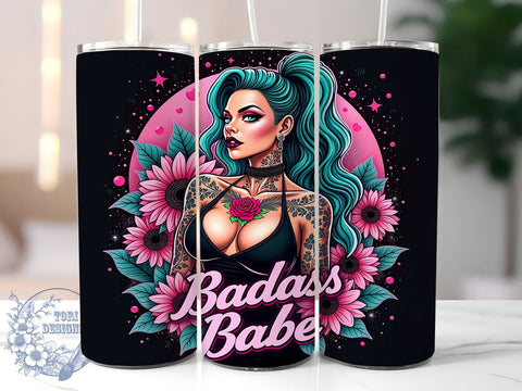 Pink Badass Babe 20oz Tumbler Wrap, Funny Tumbler, Sarcastic Tumbler, 20oz Tumbler, Sublimation Wrap, Gift for Her, Custom Tumbler Sublimation ToriDesigns 