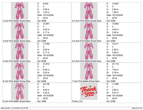Pink Ballet Shoes Embroidery Design – Ballerina Slippers Bow Dance Machine Embroidery File Embroidery/Applique DESIGNS PatternFeed8 