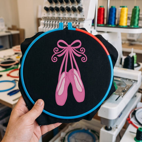 Pink Ballet Shoes Embroidery Design – Ballerina Slippers Bow Dance Machine Embroidery File Embroidery/Applique DESIGNS PatternFeed8 