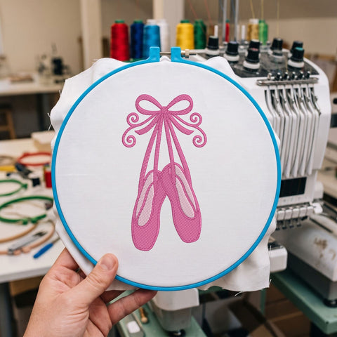 Pink Ballet Shoes Embroidery Design – Ballerina Slippers Bow Dance Machine Embroidery File Embroidery/Applique DESIGNS PatternFeed8 