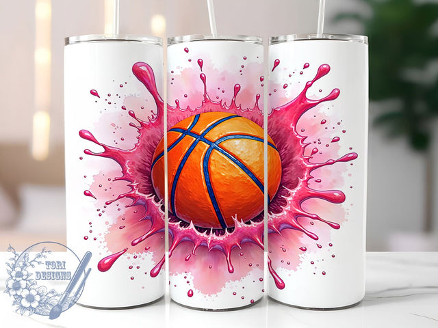 Pink Basketball Female Athlete 20oz Tumbler, Pink Basketball Tumbler, Basketball Gifts, Sports Design, Sublimation Wrap, 20oz Tumbler, Female Athlete Decor, Basketball Lover Accessories Sublimation ToriDesigns 