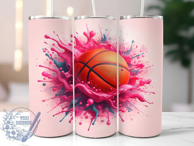 Pink Basketball Female Athlete 20oz Tumbler, Pink Basketball Tumbler, Basketball Gifts, Sports Design, Sublimation Wrap, 20oz Tumbler, Female Athlete Decor, Basketball Lover Accessories Sublimation ToriDesigns 