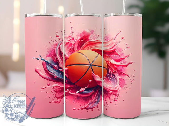 Pink Basketball Female Athlete 20oz Tumbler, Pink Basketball Tumbler, Basketball Gifts, Sports Design, Sublimation Wrap, 20oz Tumbler, Female Athlete Decor, Basketball Lover Accessories Sublimation ToriDesigns 