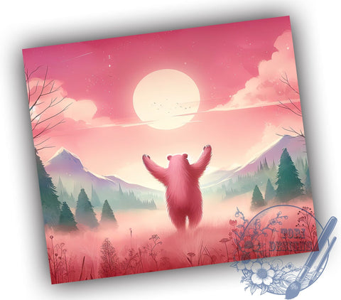 Pink Bear 20oz Skinny Tumbler, Bear Tumbler Png, Straight & Tapered Tumbler Wrap, Instant Digital Download Sublimation ToriDesigns 