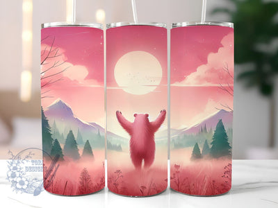 Pink Bear 20oz Skinny Tumbler, Bear Tumbler Png, Straight & Tapered Tumbler Wrap, Instant Digital Download Sublimation ToriDesigns 