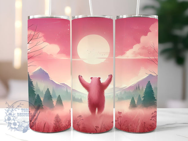 Pink Bear 20oz Skinny Tumbler, Bear Tumbler Png, Straight & Tapered Tumbler Wrap, Instant Digital Download Sublimation ToriDesigns 
