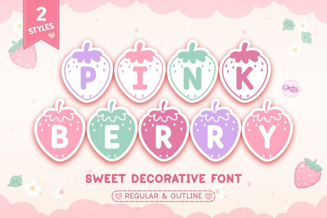 Pink Berry Decorative Font | 2 Styles | Regular & Outline Font Font AnningArts Design 