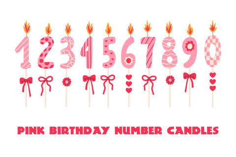 Pink Birthday Number Candles PNG Clipart Sublimation Rin Green 