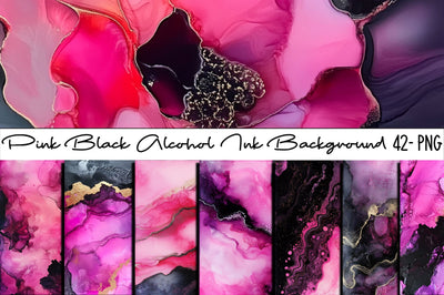 Pink Black Alcohol Ink Background Bundle Digital Pattern SVGArt 