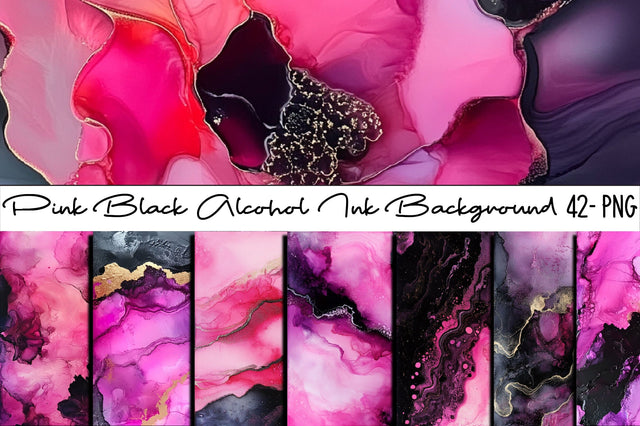 Pink Black Alcohol Ink Background Bundle Digital Pattern SVGArt 
