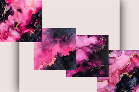 Pink Black Alcohol Ink Background Bundle Digital Pattern SVGArt 