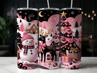 Pink Black Christmas 20oz Tumbler, Pink Black Christmas, Black Pink Christmas, Pink Christmas PNG, Black Christmas PNG, Pink Xmas Tumbler, Christmas Tumbler, 20oz Tumbler Wrap Sublimation SvggirlplusArt 