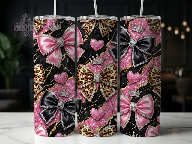 Pink Black Glam Bows 20oz Tumbler, Pink Black Glam Bows, Glam Bows Tumbler, Pink Glam Bows PNG, Black Glam Bows PNG, Pink Black Bows, Glam Bow Tumbler, 20oz Tumbler Wrap Sublimation SvggirlplusArt 