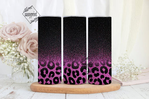 Pink Black Glitter Leopard 20oz Tumbler Sublimation sassyprint 