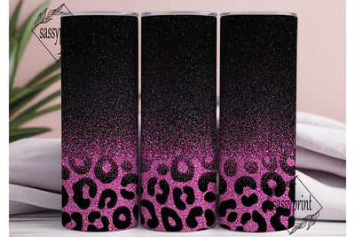 Pink Black Glitter Leopard 20oz Tumbler Sublimation sassyprint 