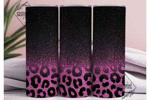 Pink Black Glitter Leopard 20oz Tumbler Sublimation sassyprint 
