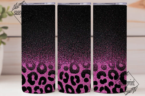 Pink Black Glitter Leopard 20oz Tumbler Sublimation sassyprint 