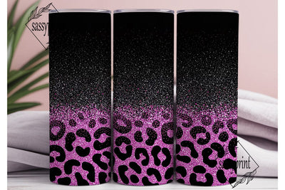 Pink Black Glitter Leopard 20oz Tumbler Sublimation sassyprint 