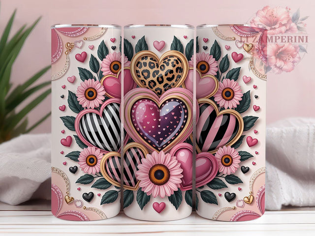 Pink & Black Heart Valentine Tumbler, Black Hearts, Valentine's Day, Sublimation Art, 20oz Tumbler, Love Theme, Bold Design Sublimation Li Zamperini 