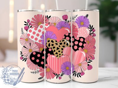 Pink Black Hearts Valentine Tumbler, Valentine Heart Wrap, Romantic Love Cup, 20oz Sublimation Wrap, Stylish Heart Design Tumbler, Artistic Pink Black Cup, Bold Valentine Theme Wrap Sublimation ToriDesigns 