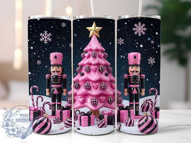 Pink Black Nutcracker Christmas 20oz Tumbler, Pink Nutcracker, Black Nutcracker, Christmas Nutcracker, Nutcracker Tumbler, Pink Nutcracker PNG, Black Nutcracker PNG, 20oz Tumbler Wrap Sublimation ToriDesigns 