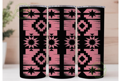 Pink & Black Tribal Tumbler Wrap Sublimation PixelChick 