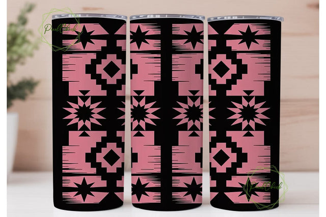 Pink & Black Tribal Tumbler Wrap Sublimation PixelChick 