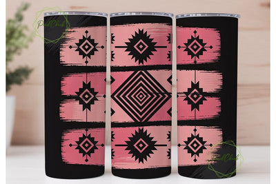 Pink & Black Tribal Tumbler Wrap Sublimation PixelChick 